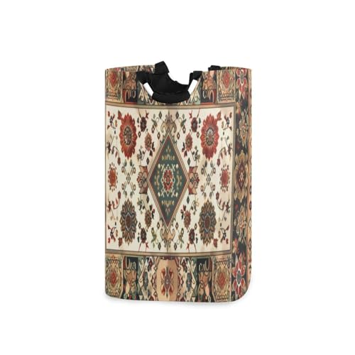 Jihqo Laundry Hamper Basket Mexican Floral Talavera Print Collapsible Nursery Storage Bin Waterproof Clothing Baskets for Home Bedroom Bathroom Washing Room