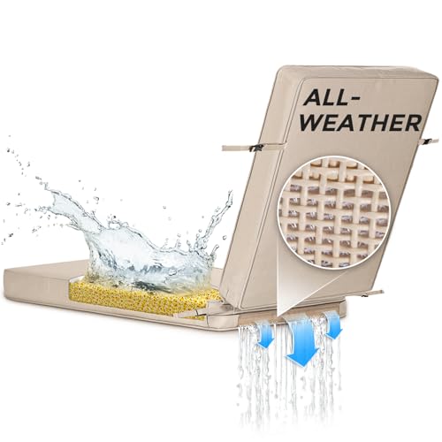 15 Best Outdoor Lounge Chairs With Cushions for Ultimate Relaxation in 2026 3 SUNROX All-Weather DryFast Foam Lounge Chair Cushion, FadeShield Water Resistant Chaise Lounge Cushions for Outdoor Patio Furniture with Adjustable Buckle Ties, 73x22 Inch, Husk Birch