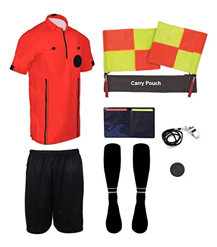 New! 2018 Pro Soccer Referee Package (9 Piece) (Red, Adult XL)