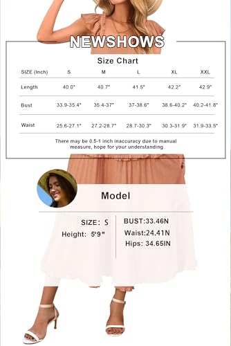 Image of Newshows Women's 2026 Summer Wedding Guest Dress Ruffle Sleeve Smocked Square Neck Long Flowy Tiered Maxi Sundress
