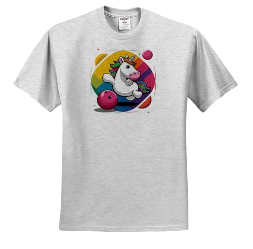 3dRose, Funny Cute Cool Colorful Abstract Unicorn Bowling Sports, T-Shirt