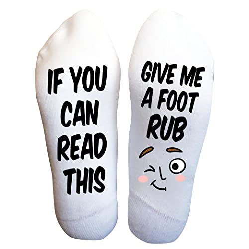 Give Me a Foot Rub White Crew Socks, If You Can Read This. Funny Christmas Stocking Stuffers