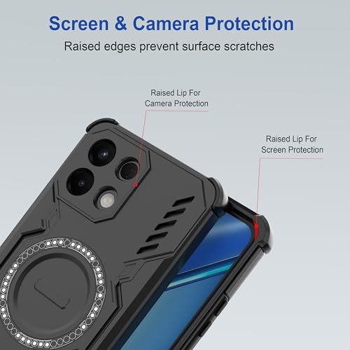 Image of Zapcase Back Case Cover for Oppo K13 5G | Magnetic Case with Built-in Metal Ring | Supports MagSafe Charger, Wallet & Car Mount | Shockproof Hybrid PC + TPU | Black