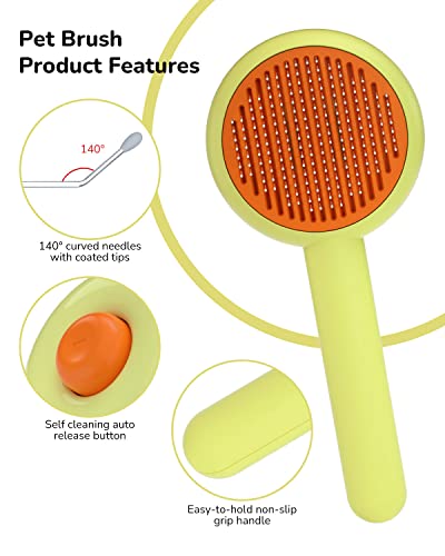 Hicc Groom! Pet Grooming Brush For Cats And Dogs, Self-Cleaning Sliker Brush For Removes Mats, Tangles, And Loose Hair, Shedding Brush For Short Or Long Haired Cats/Dogs (Donut) #TOP1