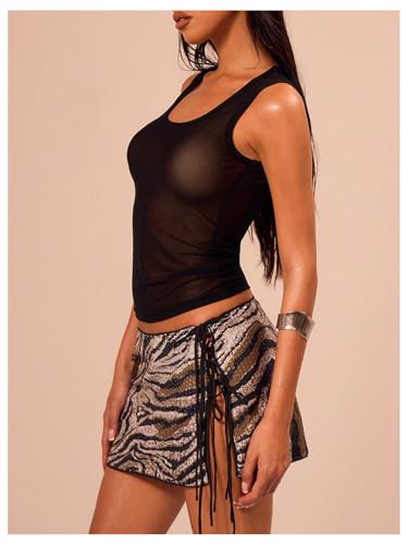 SOLY HUX Women's Sheer Mesh Tank Top Scoop Neck Sleeveless See Through Fitted Shirts Vest4