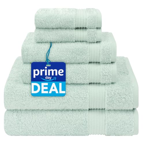 Cotton Paradise 6 Piece Towel Set, 100% Cotton Soft Absorbent Turkish Towels for Bathroom, 2 Bath Towels 2 Hand Towels 2 Washcloths, Mint Towel Set
