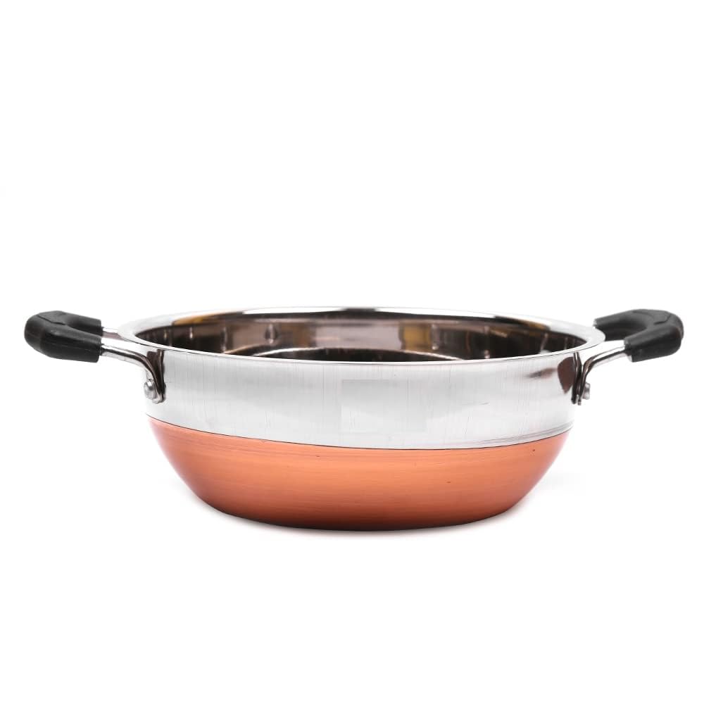 Damurhu Pure Stainless Steel Copper Bottom kadai Kadai for Cooking & Serving (Size- 4) (1150 ml) 3