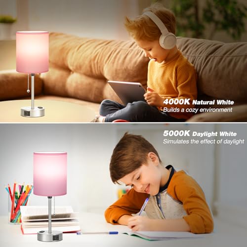 Image of Small Bedside Table Lamp for Bedroom - Desk Lamp with USB Ports for Dorm