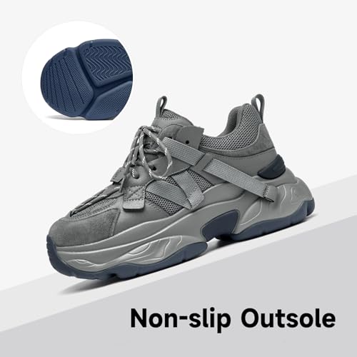 Image of BEAU TODAY Womens Chunky Sneakers, Casual Platform Sneakers for Women | Breathable Mesh, Lace Up, Cushioned, Fashion Casual, Platform, Non-Slip Durable, Walking Running Gym Dad Sneakers