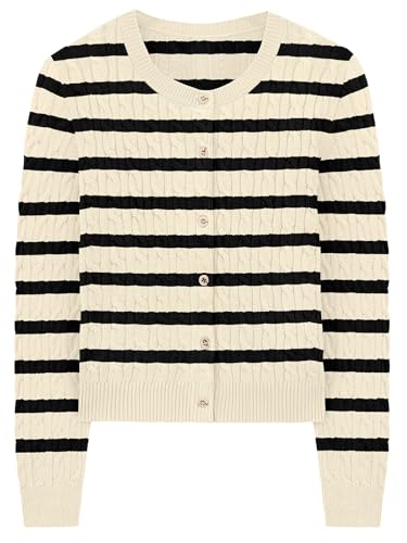 Image of WIHOLL Women's Cable Knit Lightweight Cardigan Sweaters Long Sleeve Button Down 2025 Spring Fashion