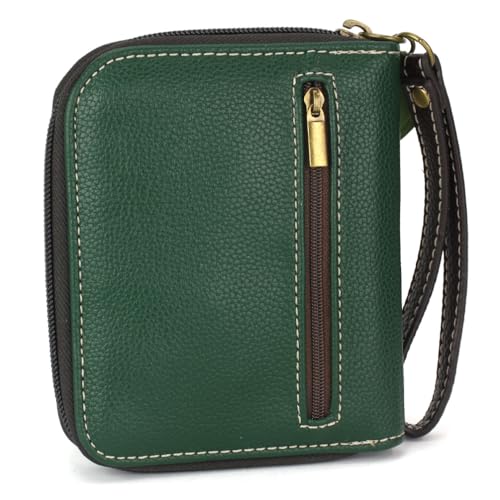 Image of CHALA Zip Around Wallet, Wristlet, 8 Credit Card Slots, Sturdy Pu Leather - Avocado - dark green