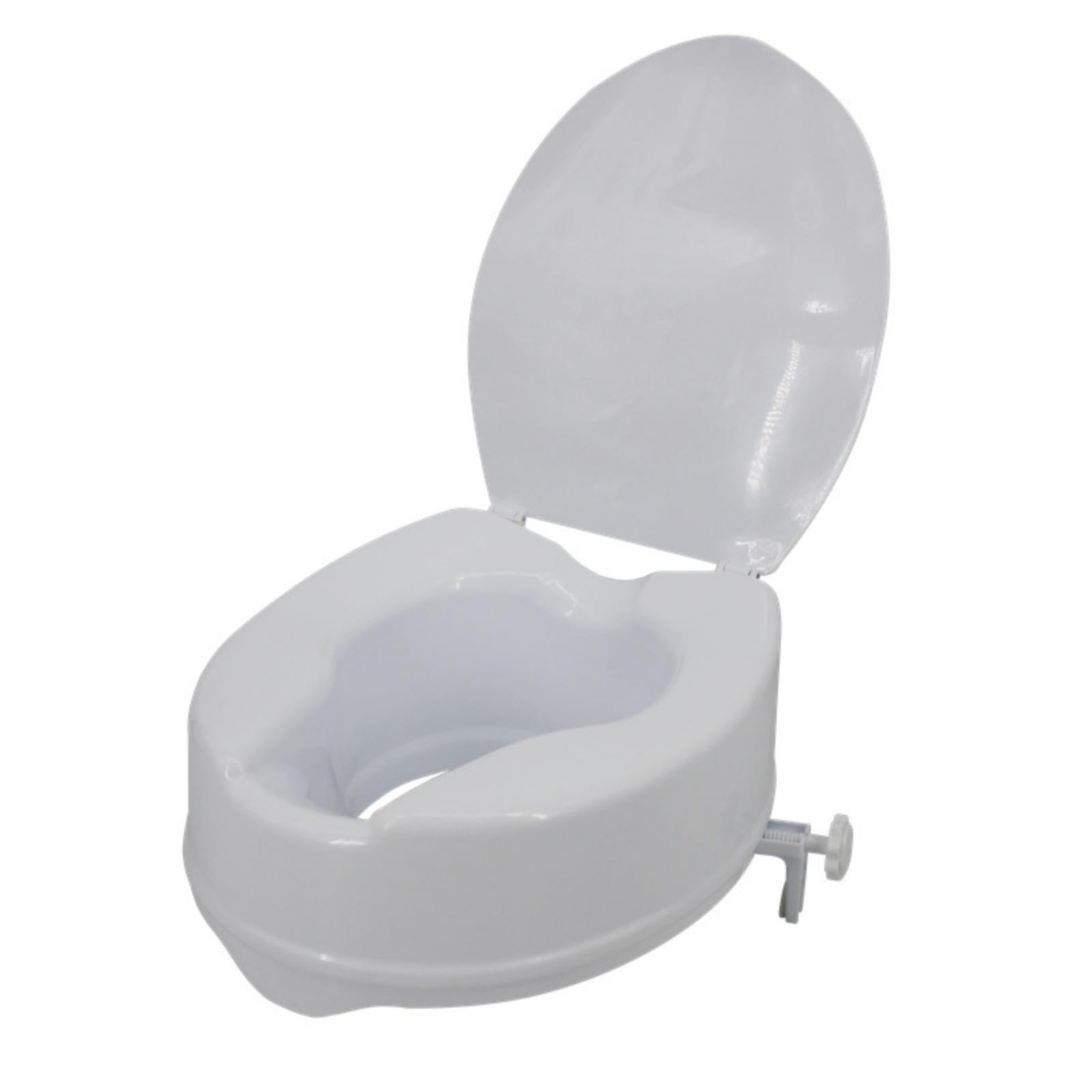 Toilet Seat Riser with Lid Hinged Raised Toilet Seat with Lid 6-Inch for Elderly, Handicapped, Washroom, Home-image-1
