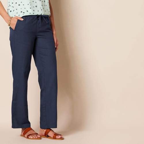 Image of Amazon Essentials Women's Linen Blend Drawstring Relaxed Fit Wide Leg Pants (Available in Plus Size)
