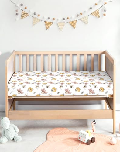 Image of Pack and Play Sheets 2 Pack, Fitted Jersey Knit Mini Crib Sheets for Baby Boys and Girls, Compatible with Graco Pack N Play and Mini Crib Mattress (Nemo Dots, Pack N Play /Mini Crib Sheets)