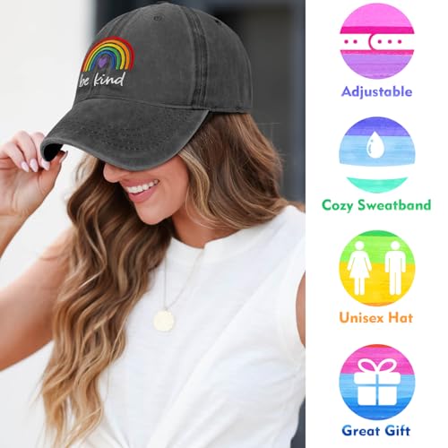 Image of Gay Pride Rainbow Trucker Hat for Men and Women LGBT Embroidered Adjustable Washable LGBTQ Baseball Cap Gifts