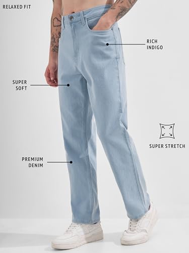 Image of Highlander Men Men's Straight Relaxed Fit Jeans | Stretchable | Everyday Comfort & Style| Jeans for Man|Premium Cotton Blend