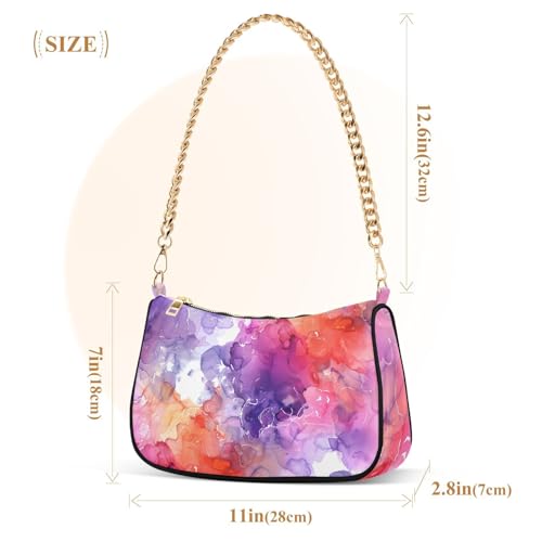 Bolso de hombro para mujer naranja y morado miniatura 4