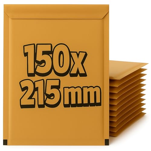 Sobres Acolchados de Burbujas, Sobres Resistentes con Burbujas, Sobres Papel Kraft, Cierre Autoadhesivo, Envuelve y Protege tus envíos, Color Marrón, Tamaño 150 x 215 mm, Pack de 10 unidades