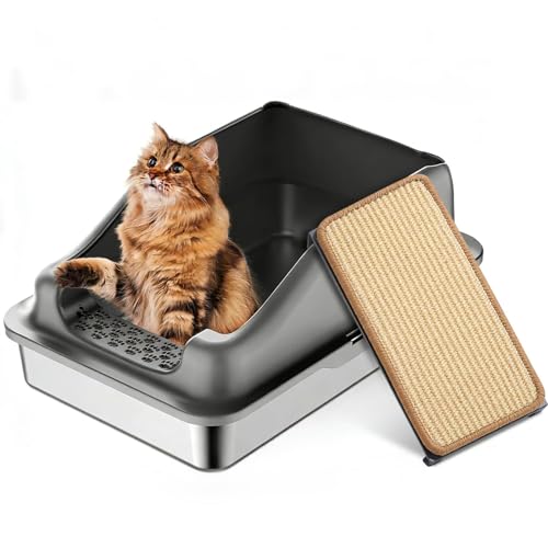 Arenero para gato de acero inoxidable tamaño mediano miniatura 1