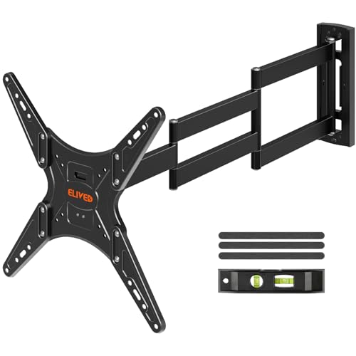 ELIVED Outdoor Long Arm TV Wall Mount for Most 26-65 Inch TVs 37.4 Inch Long Extension TV Mount Swivel and Tilt Max VESA 400x400mm Full Motion Weatherproof Wall Mount tv Bracket Holds up to 77 lbs.