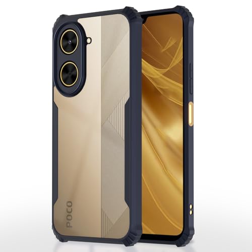Image of Pikkme Back Cover for Poco C71 / Redmi A5 | Ultra Hyrbid | Full Camera Protection | Raised Edge | Crystal Clear Transparent Bumper Case (Blue)