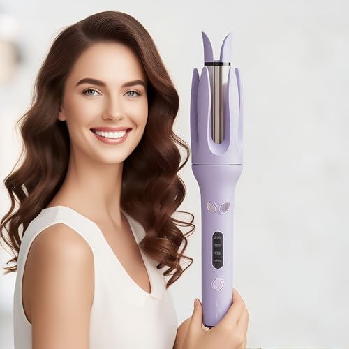 Professional Automatic Hair Curling Iron, 4 Temperature Settings, Ceramic Rotating Wand with...