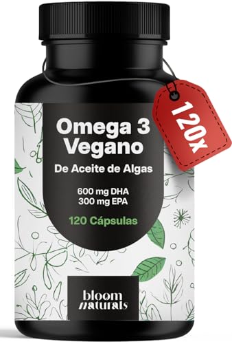 Omega 3 Vegano a base de Aceite de Algas – 120 Cápsulas – 2.000 mg por Ración Diaria – 600 mg DHA y 300 mg EPA – Producido en Alemania – Analizado en Laboratorio – Omega 3 Vegan Cápsulas