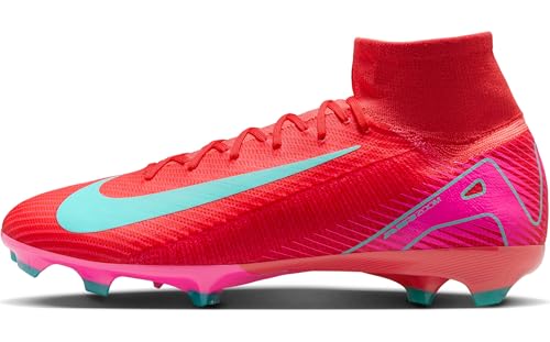 Nike Mercurial Superfly 10 Pro FG High-Top Soccer Cleats (HF9433-800, Ember Glow/Aurora Green)