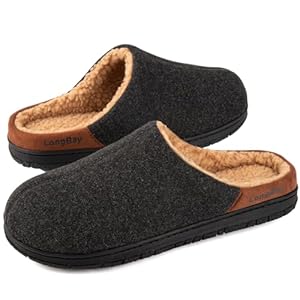 LongBay Men’s Slippers Comfy Non Slip with Memory Foam Indoor Outdoor Warm House Shoes