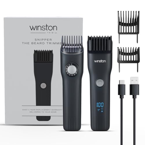 Image of Winston Snipper Beard Trimmer High Precision Trimming 2 Beard Combs with 20mm Length Settings, Charging Digital Display & Travel Lock