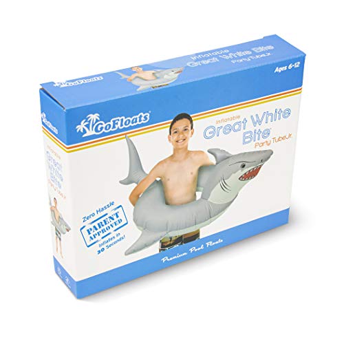 Image of GoFloats Great White Bite Jr Pool Float Party Tube, Stylish Floating for Kids
