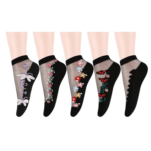 Image of Benefeet Sox Sheer Socks for Women Girls Mesh Ankle Socks Transparent Mesh Lace Sock Cute Thin Nylon See Through Sock