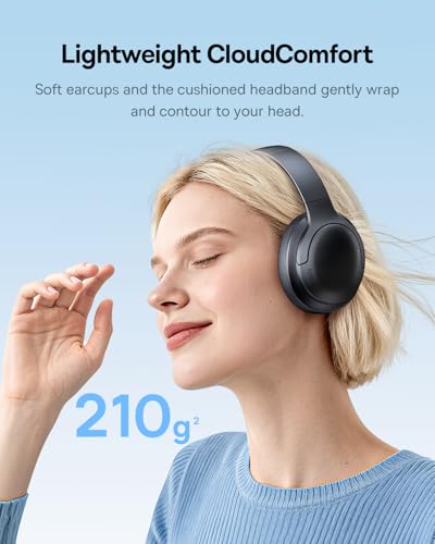 Image of Baseus Bass BH1 Lite Bluetooth Headphones Over Ear, SuperBass, 80H Playtime,AI ENC Clear Calls, Comfortable Fit, Smart App Control, Bluetooth 6.0, Foldable Lightwight Headset for Travel -Cosmic Black