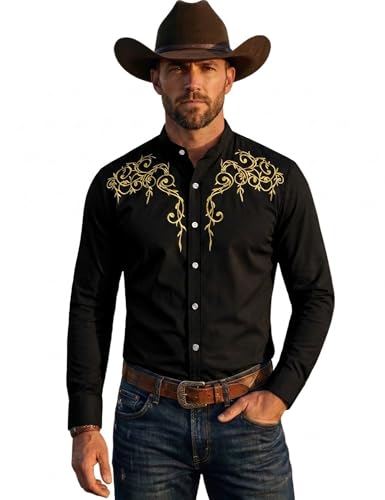 Amazon.com: ZEROYAA Mens Hipster Design Golden Floral Embroidery