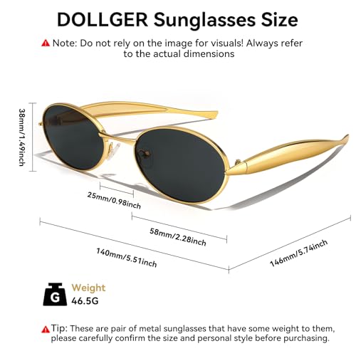 Retro Oval Sunglasses for Women Men Vintage Trendy 90s Gold Metal Frame Sun Glasses UV400 Protection Shades4