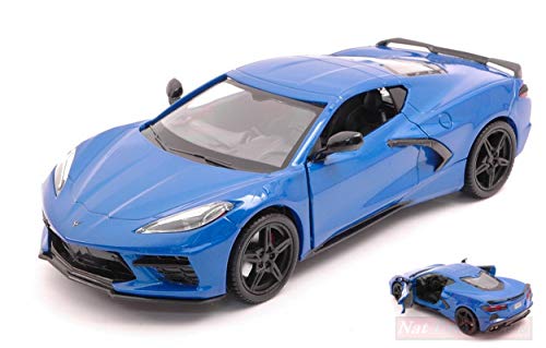 Modelo a escala MotorMax Corvette Stingray C8 2020 Azul 1:24 miniatura 1