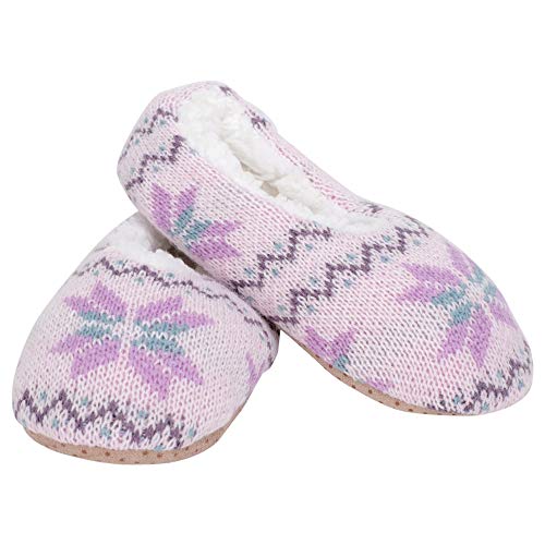 Elanze Designs Nordic Snow Womens Plush Lined Cozy Non Slip Indoor Soft Slippers