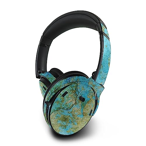 Image of MightySkins Glossy Glitter Skin Compatible with Bose QuietComfort 45 Headphones Teal Marble | Protective, Durable High-Gloss Glitter Finish | Easy to Apply | Made in The USA