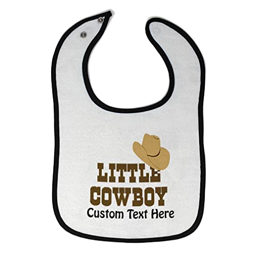 Custom Toddler & Baby Bibs Burp Cloths Brown Little Cowboy Hat Funny Humor Cotton Baby Items for Baby Girl & Boy White Black Custom Text Here