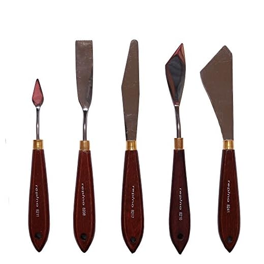 Cuchillo de paleta espátulas. Set para acrílico y aceite – 5 Unidades