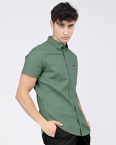 Image of BRUCEWANE Men's 100% Cotton Half Sleeve Shirt