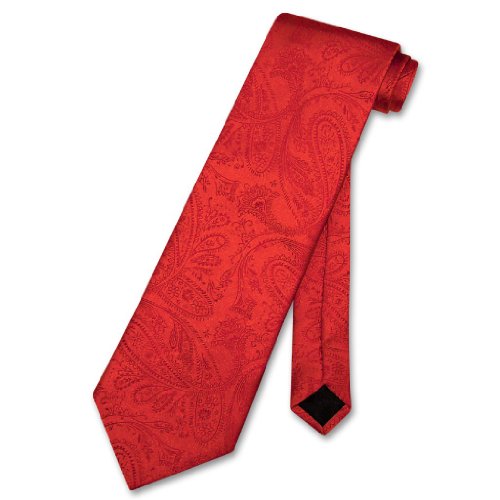 Vesuvio Napoli NeckTie RED Color Paisley Design Men's Neck Tie