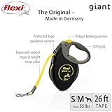 flexi® Giant S/M Gurt 8 m schwarz/neon-gelb, Roll-Leine für Hunde bis 25 kg