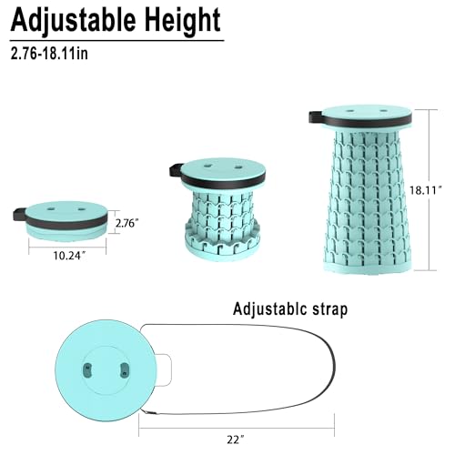 Image of 2026 Upgraded 18.1 inch Portable Folding Stool, Collapsible Stools, 600lbs Max Weight, Lightweight But Sturdy, Telescoping Foldable Camping Stool for Outdoor Fishing Hiking Travel BBQ