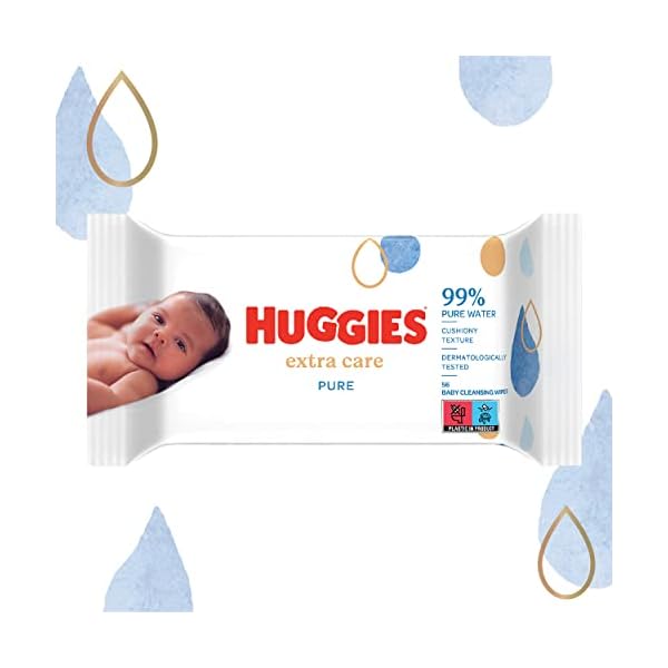Huggies Pure Extra Care Baby-Feuchttücher, Für den ganzen Körper, 99 % reines Wasser, Parfümfrei, 8 x 56 Tücher… – Bild 3