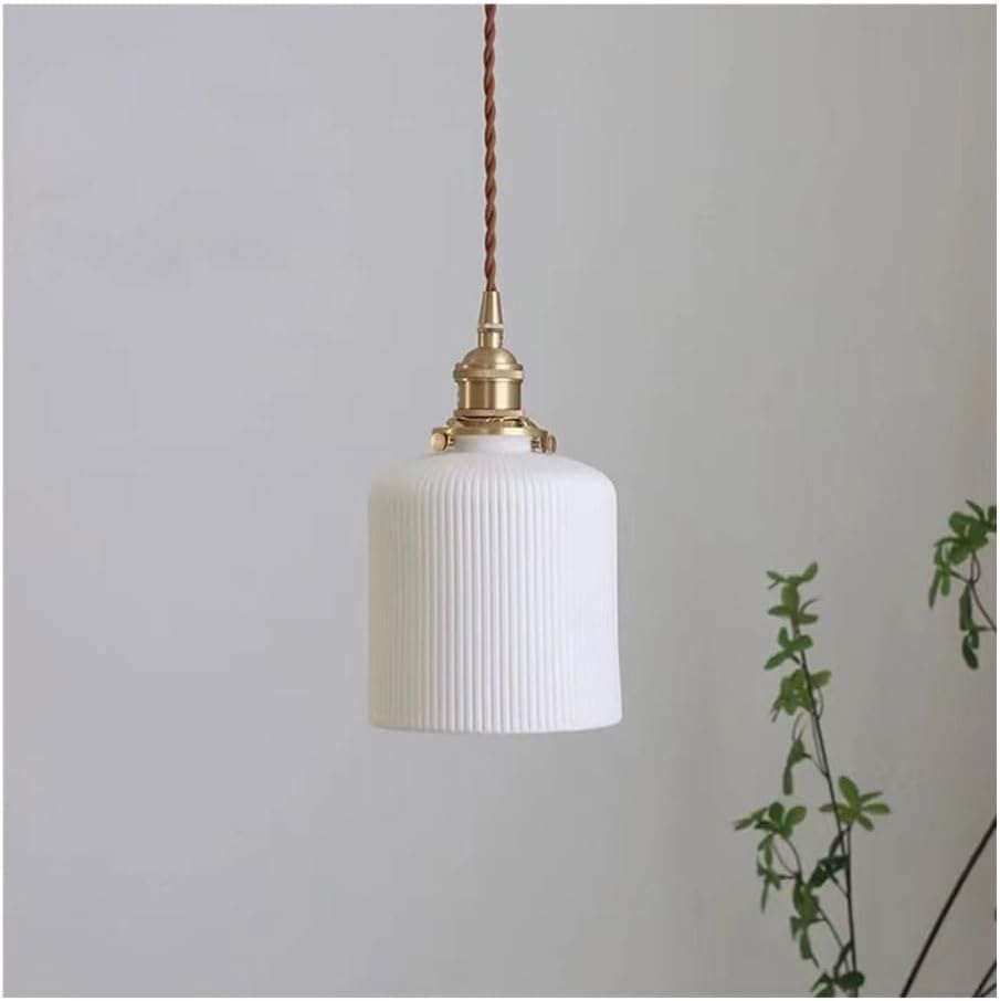 Lustre suspension céramique à rayures pour illuminer vos repas en salle à manger