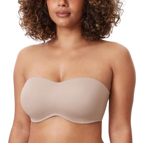Image of DELIMIRA Women's Strapless Bra Minimizer Seamless Underwire Unlined Bandeau for Big Bust
