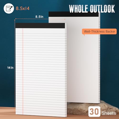 Image of Note Pads 8.5 inchx 14 inch, 10 Pack Legal Pads 8.5 x 14 White, Notepads 8.5 x 14 Wide Ruled Legal Pad, Micro Perforated Lined Writing Pads, 30 Sheets Per Note Pad, Notepads for Work /School /Office