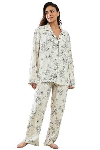 Image of YiNi LuLu Womens Pajamas Set 2 Piece Long Sleeve Sleepwear Button Down Pjs Lounge Set Nightwear with Pockets