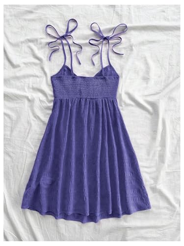 Image of SOLY HUX Women's Summer Cami Sun Dress A Line Tie Shoulder Y2k Cute Casual Short Mini Beach Babydoll Dresses